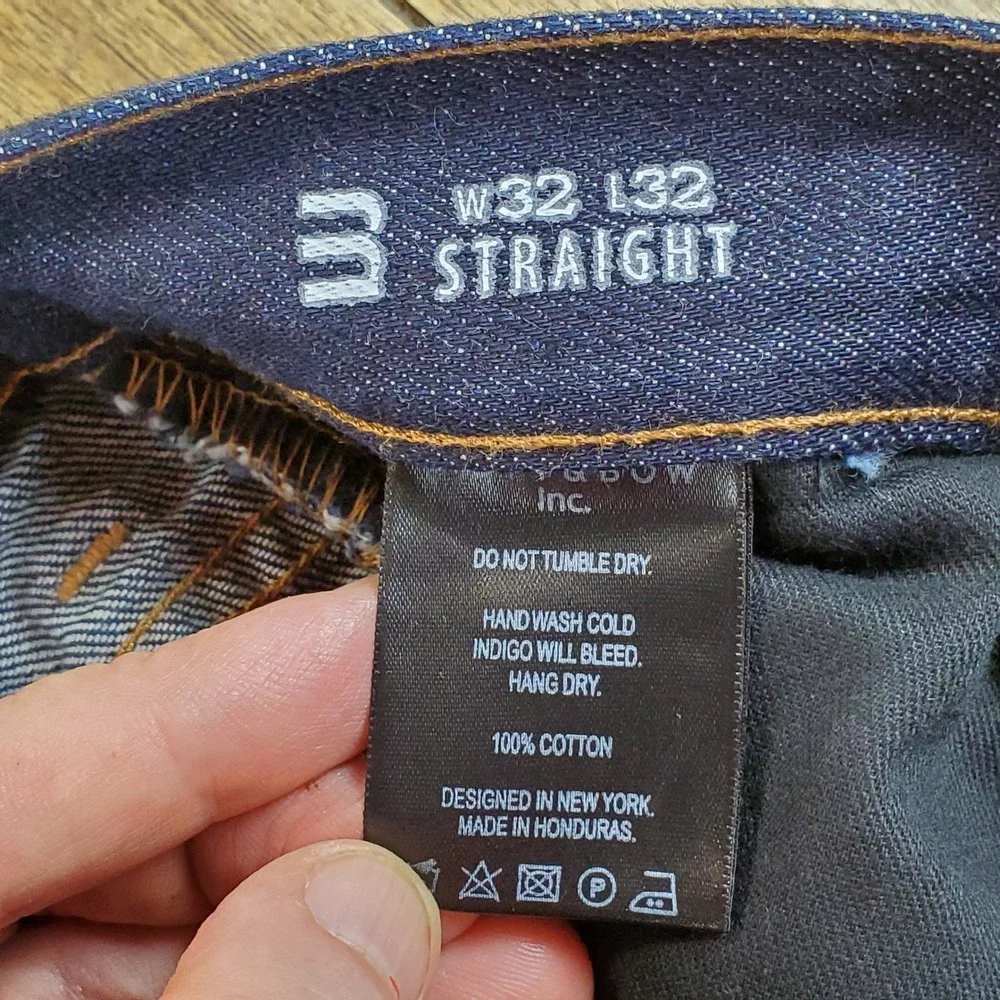 Mott & Bow Straight Jeans Mens 32x32 Dark Indigo 100% Cotton Rigid Denim MB001